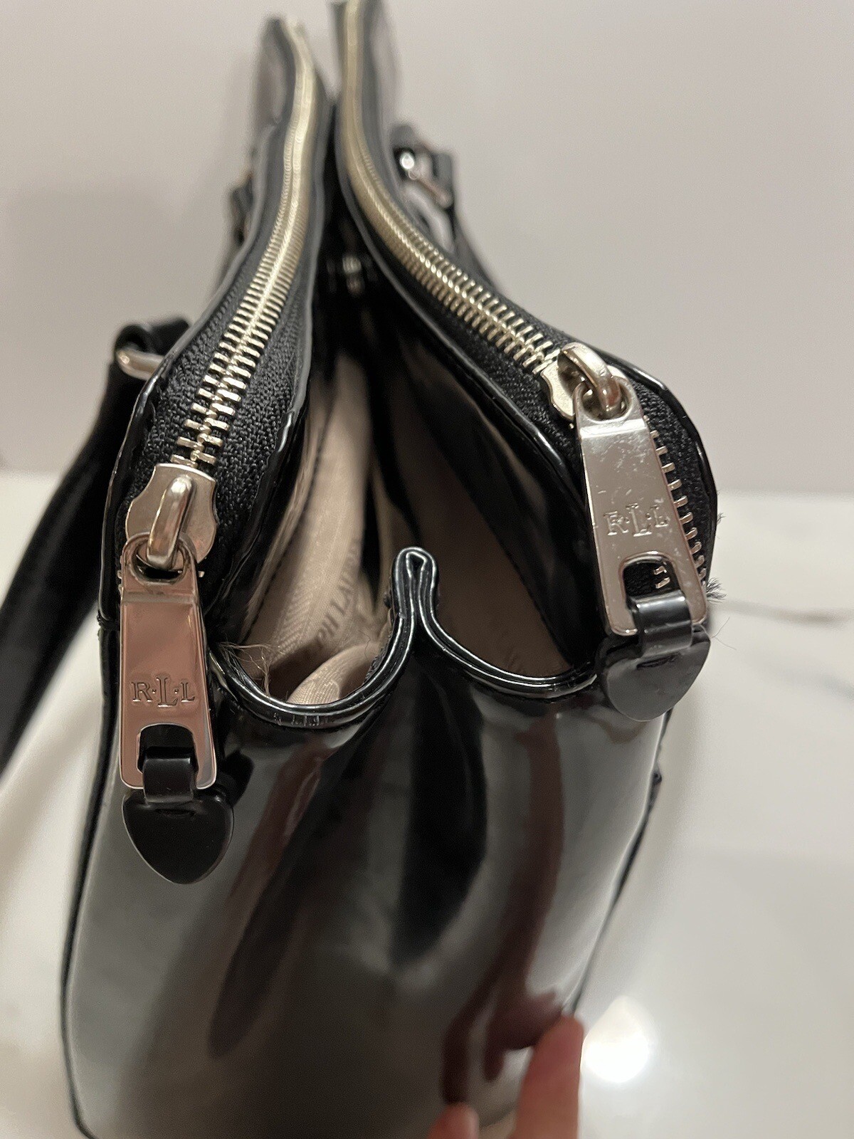 Vintage Lauren Ralph Lauren Satchel Purse Tote Black Mod RLL 1967 Retro