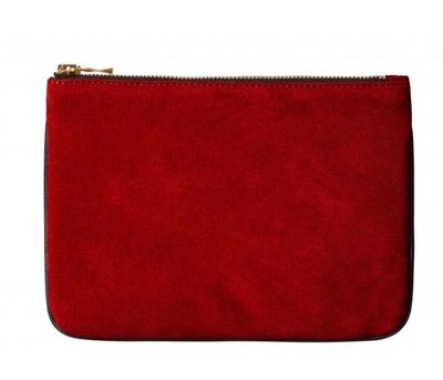 Balmain X H&M Zippered Red Suede Clutch SOLD out