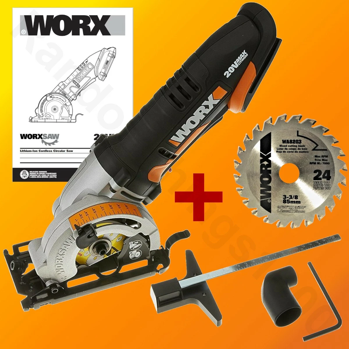 Worx WX523L.9 20V 3-3/8 Compact Circular Saw Tool Only