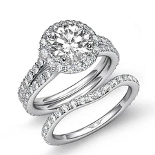 Brilliant Round Cut Diamond Bridal Set Engagement Ring GIA F VS2 Platinum3.6ctw