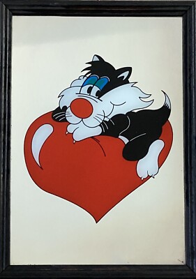 Vintage Spiegel Rahmen Sylvester Tiny Toones Druck Spiegelbild 80er 90er Jahre