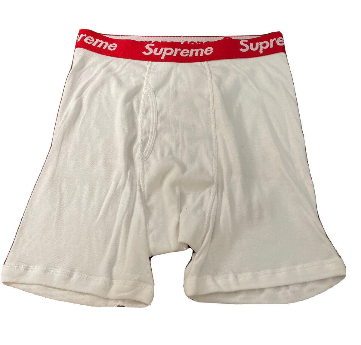 SUPREME/ HANES/ WHITE UNDERWEAR BOXER BRIEFS SIZE MEDIUM (SINGLES ONE BOXER)  NEW