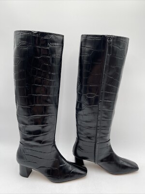Women s 3.1 PHILLIP Vero Cuoio Boots Croc-Embossed Leather Boots Black Size 38