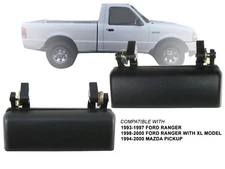 Black Outer Door Handle fits 1993 - 2000 Ford Ranger Front Pair Passenger Driver