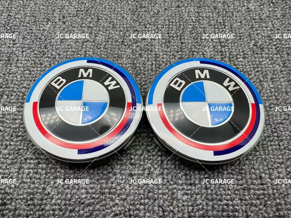 BMW 50th Anniversary White Blue Alloy 56mm 68mm Wheel Center Cap Hub Caps - Image 2 of 4