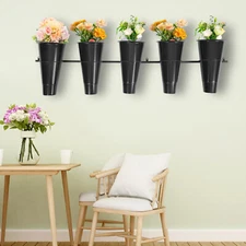 5 Buckets Wall-mounted Flower Stand with Buckets Decorative Flower Display Stand