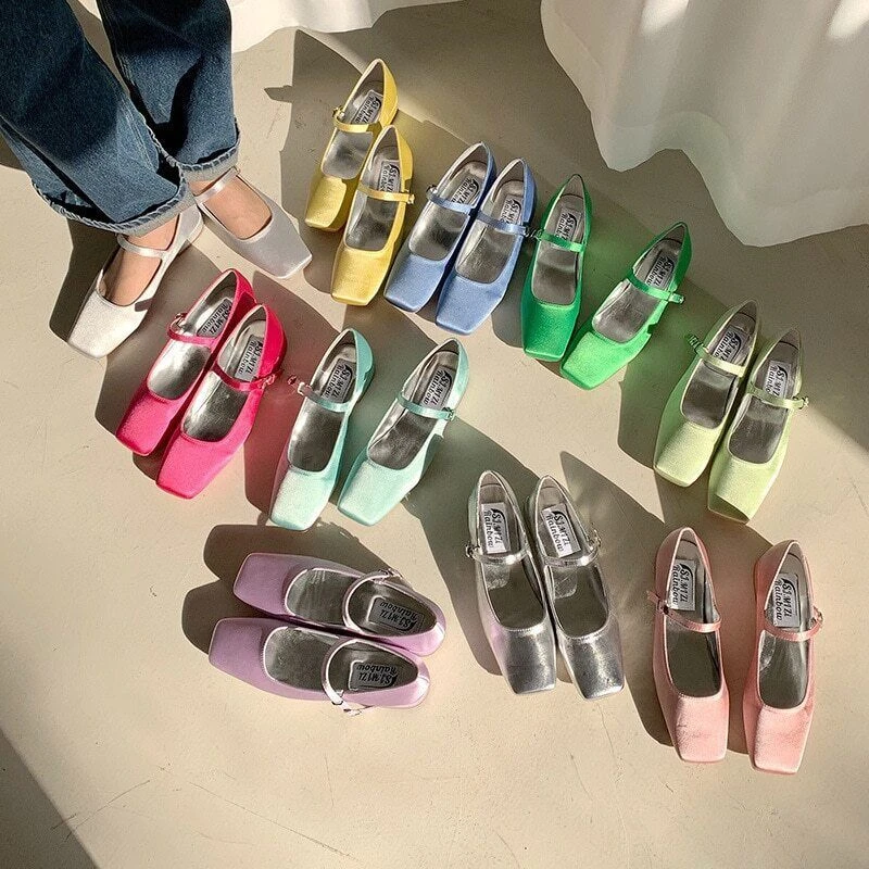 Candy Color Style Sweet Buckle Shoes Shallow Mouth Casual Shoes