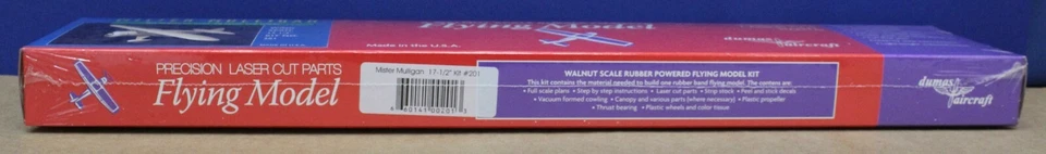 Dumas 201 Mister Mulligan Kit 17.5 " Wingspan Laser Cut Rubber powered Balsa Kit - Image 4 of 4