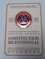 Department of Defense United States Constitution Bicentennial Bookmark Patriotic