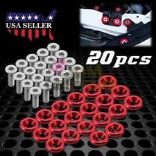 20pcs Red Billet Aluminum Bumper Fender Washer Bolt Engine Bay Screw Dress Up