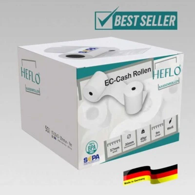 HEFLO 200 Thermorollen 57mm x 30mm x 12mm , 9m 48gr. SEPA Lastschrift Kassenrollen