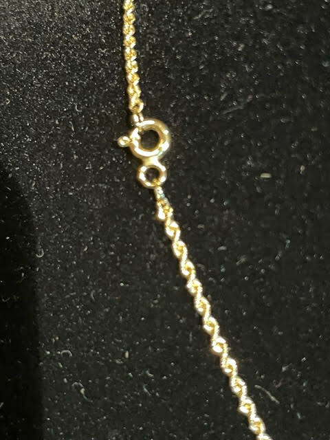 Yellow Gold, Ruby, 3 stone drop vertical pendent … - image 3