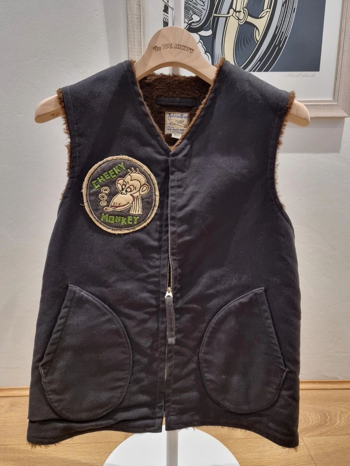 The Real Mccoy's USN Alpaca Vest Size 40 in Colour Navy