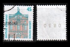 SWK  45 Pf Schloss Rastatt Mi. 1468 Typ I Rollenmarke mit rückseitiger Nr. 0830