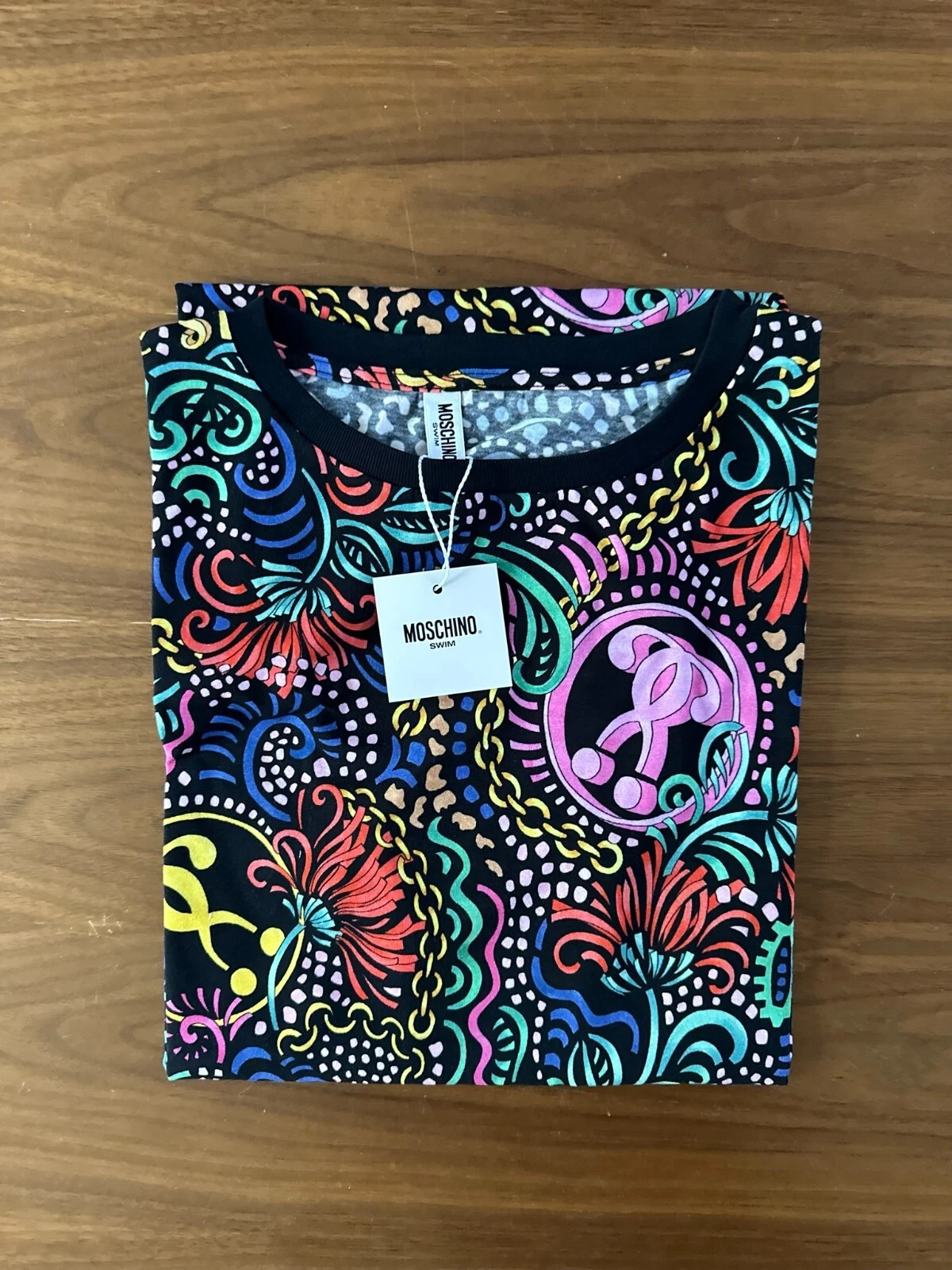 Moschino T shirt multicolore abito taglia S prezzo di ricambio £170