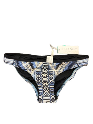 NWT Seafolly Womens Black Bluestone Desert Tribe Hipster Bikini Bottoms Size 10
