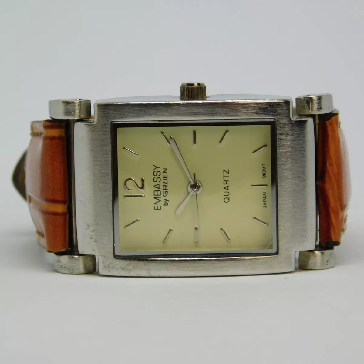 EMBASSY by GRUEN PIM176BR Genuine Leather Quartz Unisex Watch New