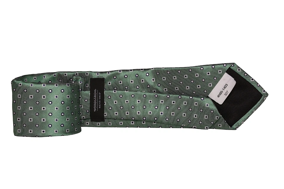 Corbata Nordstrom L5534 Tienda Hombre 100% Seda Verde Plata Azul Marino 57" L 3.5" W Foto 2 de 2