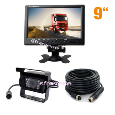 9'' TFT LCD Monitor + 4Pin IR Car Rear view Reverse Backup Camera for Bus Truck