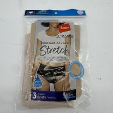 Hanes Ultimate Comfortsoft Stretch Tagless Brief Panties Cooling 3 Pk Sz M/6