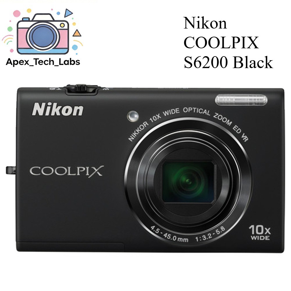 Nikon COOLPIX S6200 Digital Camera 16.0MP 10x Optical Zoom Black Fast shipping