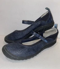 JBU Jambu Memory Foam Navy Blue Floral Flats Mary Jane Shoes Women's US 9M
