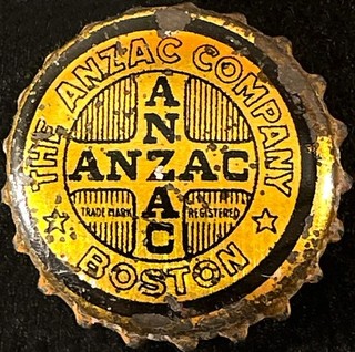 ANZAC PROHIBITION ERA CORK BEER BOTTLE CAP BOSTON MASSACHUSETTS PRE PRO CROWNS
