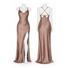 Show Me Your Mumu Satin Halter Maxi Dress Medium Champagne Bridal Bridesmaid