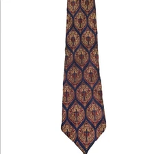 Appointed Apparel 100% Silk Neck Tie Navy, Burgundy and Gold Cross Print