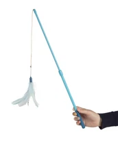 SmartyKat Frisky Flyer, Interactive Cat Toy,Extendable Retractable Wand Feathers