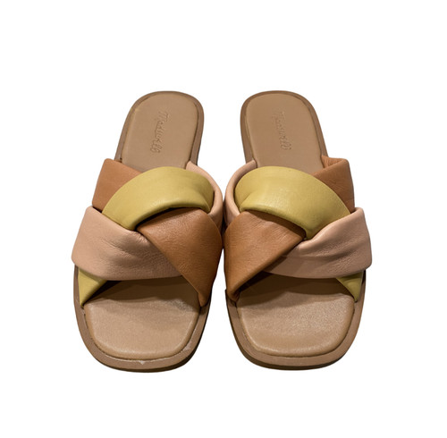 Madewell Size 7 Jayna Braided Slide Sandal Washed Mauve Slip On Flat Tan Yellow