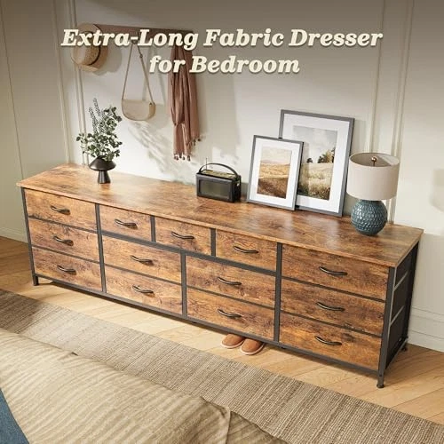  Cômoda de 70 polegadas para quarto, suporte de TV para TV 65, 75, 80 polegadas, marrom rústico 13 - Imagem 4 de 4