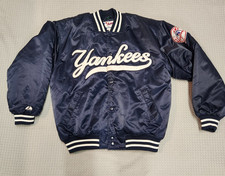 Majestic New York Yankees Bomber Jacket Men's M Navy Blue 1990's Y2K Read 