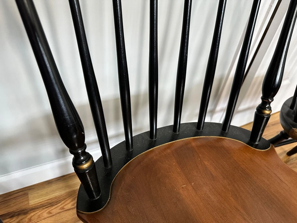 L. HITCHCOCK Dining Chair Windsor Fan Back Gold Stenciling Harvest - Rare!! - Image 3 of 4