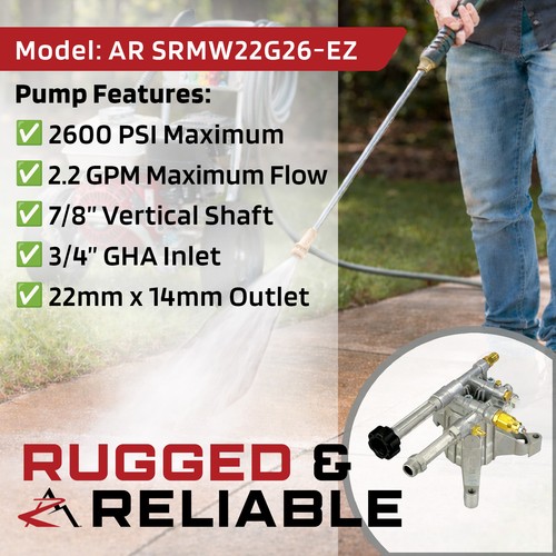 OEM AR 7/8" Albero 2600 PSI POMPA LAVATRICE SRMW22G26-EZ, SRMW22G26EZ, RPW2G19D - Foto 6 di 9