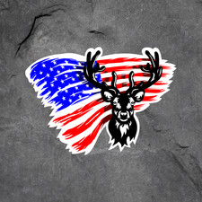 Deer American Flag Sticker Vinyl Decal Patriotic Buck Usa Hunting