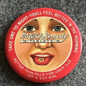Nature’s Remedy Tablets  Pocket Mirror Advertising Vintage 1920 Celluloid
