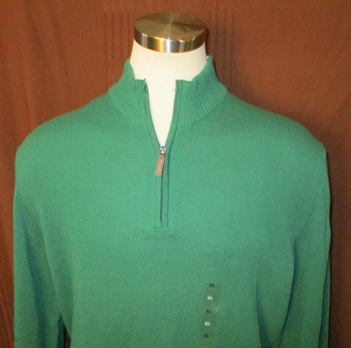 Club Room Men's Long-Sleeve 1/4-Zip Sweater, Spruce Green, Cotton, Size XL, New - Picture 2 of 8