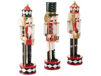 Nussknacker-Figuren 3Er-Set Kiefernholz Handgefertigte Weihnachtsdeko Weiß/Rot R