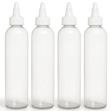 8 OZ Clear Squeeze Applicator Bottles, BPA-Free, Refillable Nozzle, Pack of 4