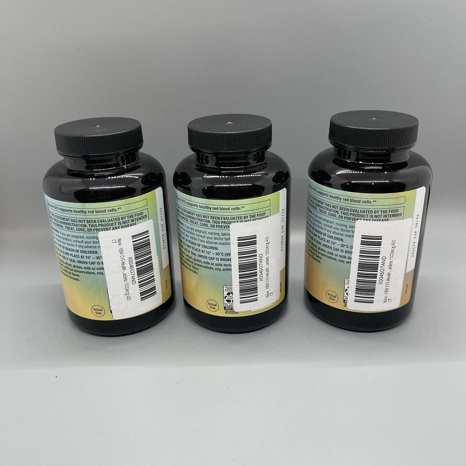 全新 批量 3 件 CVS 健康维生素 B12 - 1000 微克 - 400 片 - 最佳 01/26+ — 第 3/4 张图片