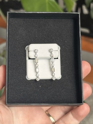NEU Ohrhänger Ohrringe 2 Karat Moissanit massiv 925 Sterling Silber Herz Baguette