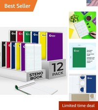 Steno Pads Spiral 6x9 12 Pack, Gregg Ruled Steno Pad, Assorted Colors, 80 She...