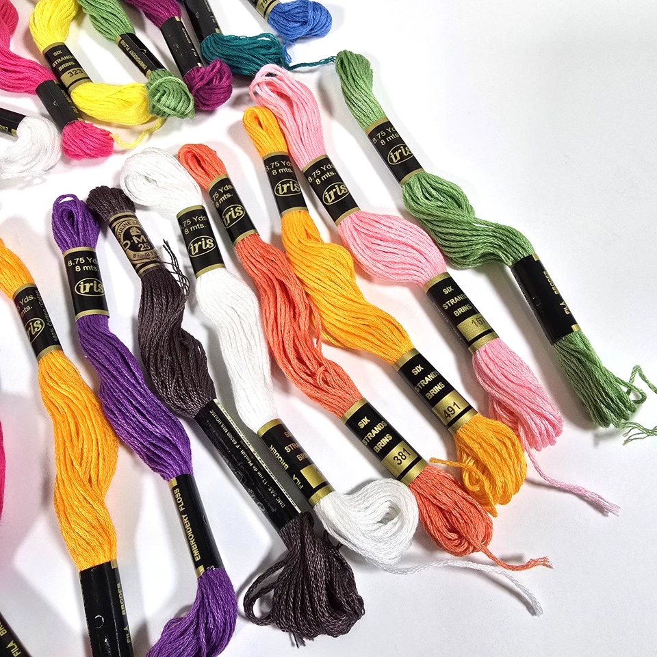 IRIS EMBROIDERY FLOSS THREAD LOT 32 SKEINS MULTICOLOR 6 STRAND 8.75 yds COTTON - Image 2 of 4