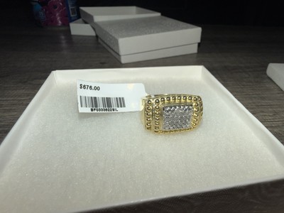 Gold über Sterlingsilber mit natürlichen Diamanten (neu) Gr. 8