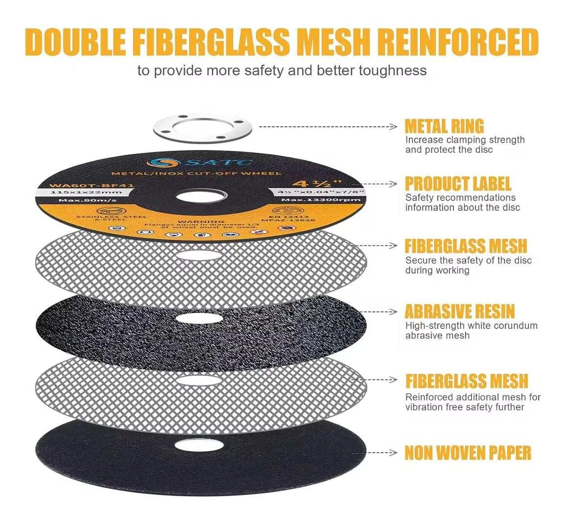 50 Pack 4-1/2" Cut Off Wheels Metal,INOX & Stainless Steel Grinder Cutting Discs