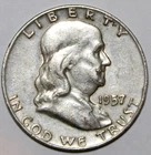1957-D Franklin Half Dollar - Circulated - XF - #0378EB
