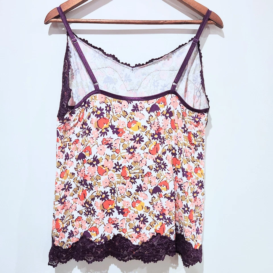 Cami Lane Bryant Mujer Blanco Púrpura Floral Encaje Talla 18/20 Y2K Festival Chic Foto 4 de 4