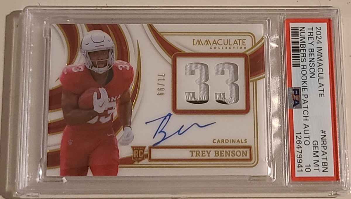 Trey Benson Panini Immaculate Collection Immaculate Numbers Rookie Patch Autographs #NRPATBN Base