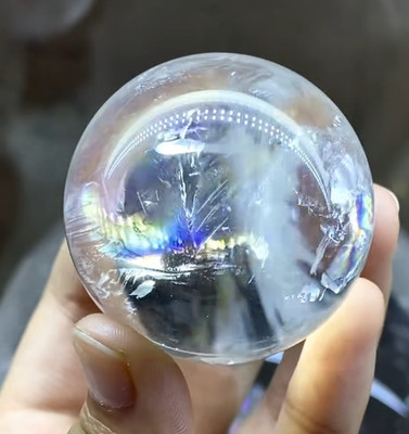 120g Natural Rainbow White Quartz Sphere Crystal Ball Reiki Decor